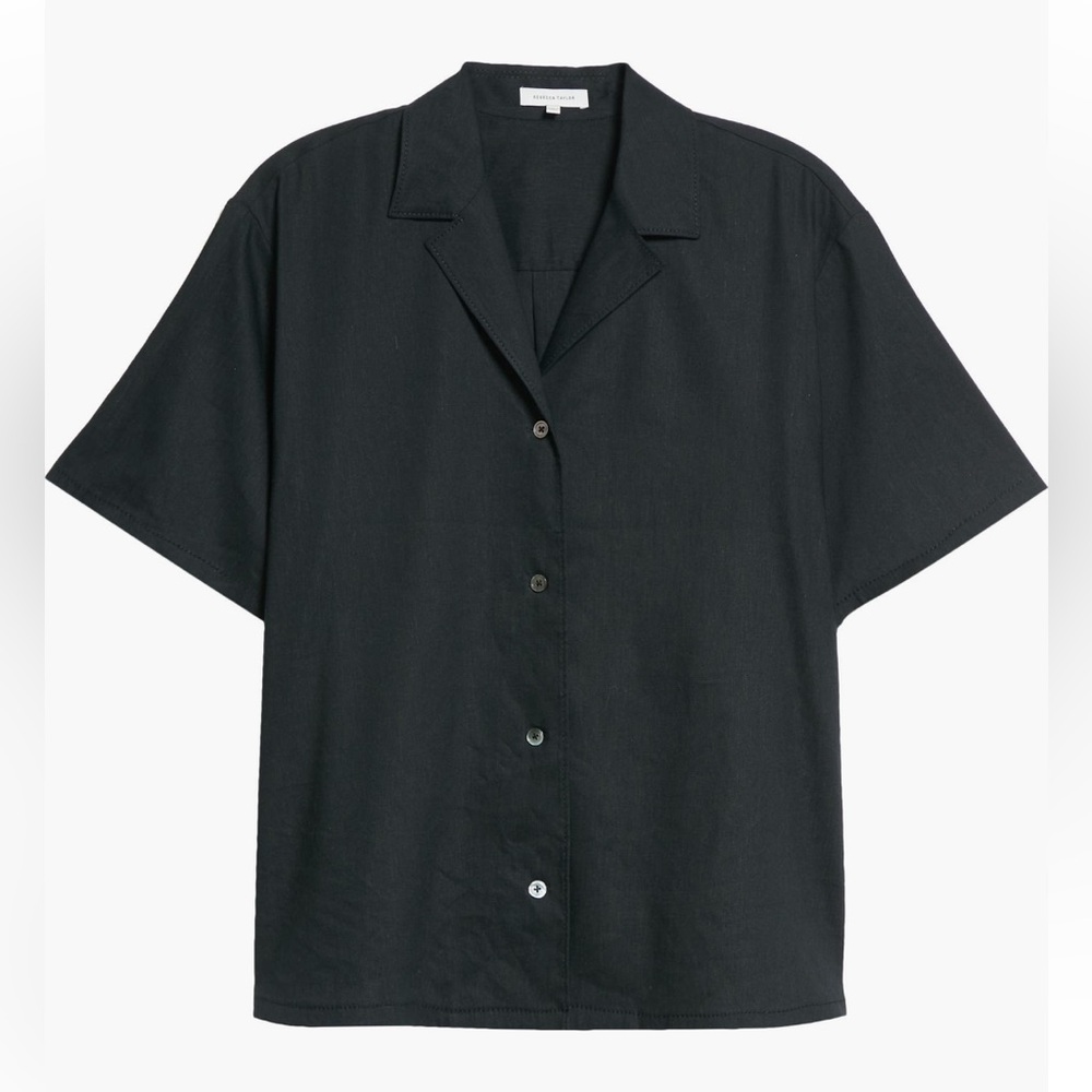 NWT Rebecca Taylor Cabana Short Sleeve Linen Blend Shirt